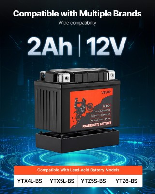 VEVOR Μπαταρία Μοτοσικλέτας 12V 2Ah LiFePO4 Λιθίου, Υψηλής Απόδοσης... VEVOR Μπαταρία Μοτοσικλέτας 12V 2Ah LiFePO4 Λιθίου, Υψηλής Απόδοσης...
