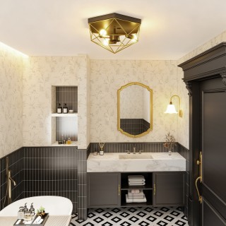 HOMCOM Βιομηχανικού Στυλ Γεωμετρικό Φωτιστικό Οροφής με 3 Υποδοχές ...