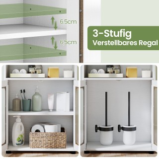 Costway Επιδαπέδιο Ντουλάπι Μπάνιου με 2 Πόρτες & 3-θέσιο Ρυθμιζόμε...