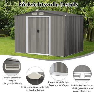 Costway Μεταλλική Αποθήκη Κήπου με Ανθεκτική Κατασκευή και Εύκολη Π...