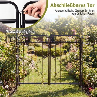 Costway Μεταλλική Αψίδα Κήπου με Κλείδωμα & Σπαλιέ Αγωγής, Μαύρη, 2...