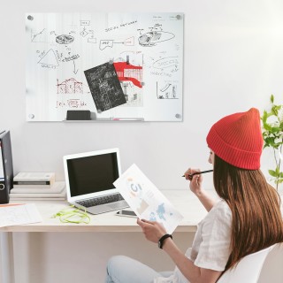 Vinsetto Λευκός Πίνακας από Γυαλί και Αλουμίνιο με 4 Χρωματιστούς Μ... Vinsetto Λευκός Πίνακας από Γυαλί και Αλουμίνιο με 4 Χρωματιστούς Μ...