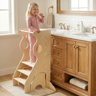 Costway 3 σε 1 Πύργος Μάθησης με 2 Σκαλοπάτια & Αποσπώμενες Ράβδοι ...