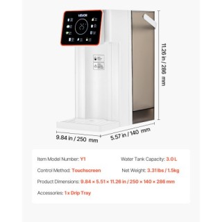 VEVOR Διανομέας Ζεστού Νερού Πάγκου με 6 Θερμοκρασίες και 8 Όγκους,...