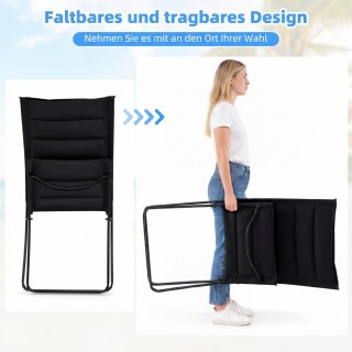 Costway Σετ 2 Πτυσσόμενες Καρέκλες Παραλίας με Μαξιλαρωτές Πλάτες &...