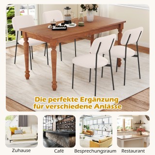 Costway Σετ Μοντέρνες Καρέκλες Τραπεζαρίας από Λινό Ύφασμα με Μεταλ...