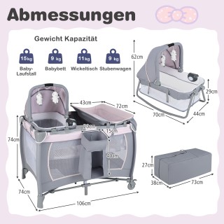 Costway Πτυσσόμενο Ταξιδιωτικό Κρεβατάκι & Παιδικό Πάρκο με Βρεφική...