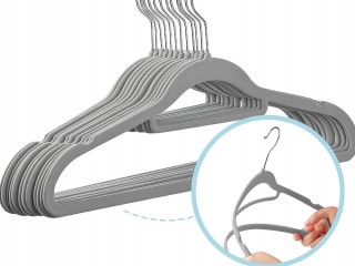 Verk Group Σετ 20 Τεμαχίων Γκρι Βελούδινες Αντιολισθητικές Κρεμάστρ...