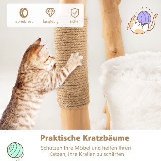 Costway Ξύλινος Ονυχοδρόμιο 124 εκ. με Σπηλιά Γάτας & Μαλακή Επιφάν...