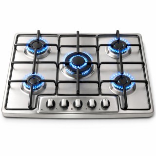 BAKAJI Πλατό Μαγειρέματος Inox 75cm με Μαντεμένιες Εστίες και Σχάρε...