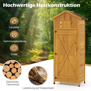Costway Ξύλινη Ντουλάπα Κήπου με Κλειδωμένη Πόρτα Αχυρώνα, Πτυσσόμε...