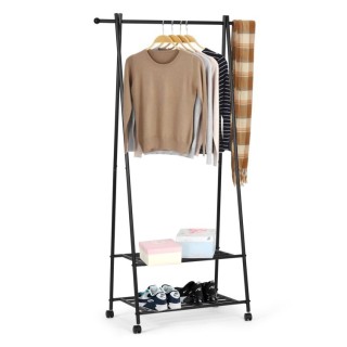 Μεταλλική Επιδαπέδια Κρεμάστρα με 2 Ράφια 65 x 42 x 161 cm Μαύρο GH...