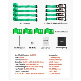 VEVOR Σετ Δεσίματος με Σφήνα για Τρέιλερ & Αυτοκίνητα, Αντοχή 1986....
