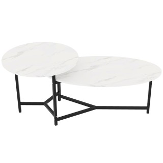 Shally Dogan  Χαμηλό Τραπεζάκι Καφέ με 2 Ράφια Πολυτελείας σε Εφέ Λ...