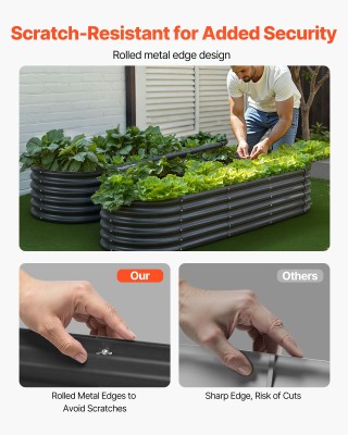 VEVOR Μεταλλικό Υπερυψωμένο Παρτέρι, Σκοτεινό Γκρι, 2.0 x 0.6 x 0.4...