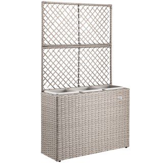 BAKAJI  Φυτοδοχείο με Πλέγμα Κρέμα από Πολυρατάν 3 Γλάστρες Κοντέιν...