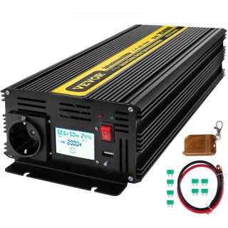 VEVOR Καθαρός Ημιτονοειδής Μετατροπέας 2500W 12V/230V με USB & LCD ... VEVOR Καθαρός Ημιτονοειδής Μετατροπέας 2500W 12V/230V με USB & LCD ...