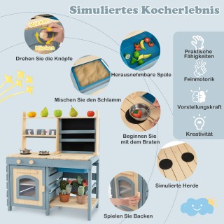 Costway Παιδική Κουζίνα Εξωτερικού Χώρου 2 σε 1 με Βρύση και Αποσπώ...