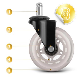 SOFOTEL Διάφανες καουτσούκ ρόδες καρέκλας  5 τεμάχια 2908