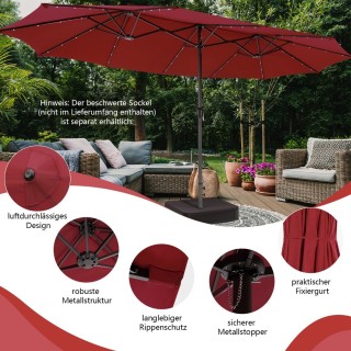 Costway Διπλός Μεγάλος Ομπρέλα Βεράντας με Ηλιακά LED Φώτα - 470x2... Costway Διπλός Μεγάλος Ομπρέλα Βεράντας με Ηλιακά LED Φώτα - 470x2...