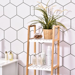 Kleankin  Ράφι Μπάνιου σε Σχήμα Σκάλας με 4 Ράφια από Ξύλο Πεύκου κ...