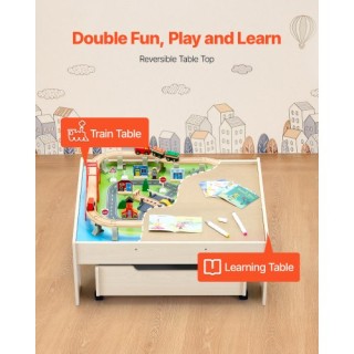 VEVOR Τραπέζι Δραστηριοτήτων Παιχνιδιού Ξύλινο με Συρταριέρα Αποθήκ...