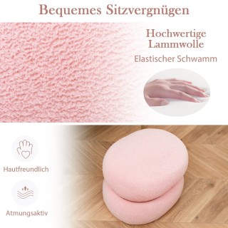 Costway  Πολυλειτουργικό Σκαμπό με Ροζ Ύφασμα και Ξύλινη Λεπτομέρει...