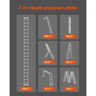 VEVOR Πολυχρηστική Πτυσσόμενη Σκάλα 7-σε-1 5 Σκαλοπατιών 19 Πόδια Ύ... VEVOR Πολυχρηστική Πτυσσόμενη Σκάλα 7-σε-1 5 Σκαλοπατιών 19 Πόδια Ύ...