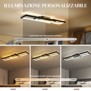 HOMCOM Ρυθμιζόμενο LED Φωτιστικό Οροφής 3000-6000K με Τηλεχειριστήρ...
