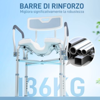 HOMCOM  Καρέκλα Ντους με Αυλακωτό Κάθισμα και Μπράτσα, Ρυθμιζόμενο ...