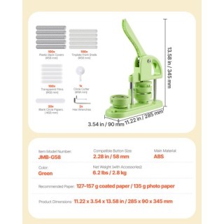 VEVOR Μηχανή Κατασκευής Κουμπιών Πλαστική 58 mm, 100 τεμ. Μέρη Κουμ... VEVOR Μηχανή Κατασκευής Κουμπιών Πλαστική 58 mm, 100 τεμ. Μέρη Κουμ...