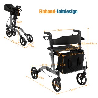 Costway Ελαφρύς Πτυσσόμενος Ρολατόρας Αλουμινίου Γκρι SP37070GR