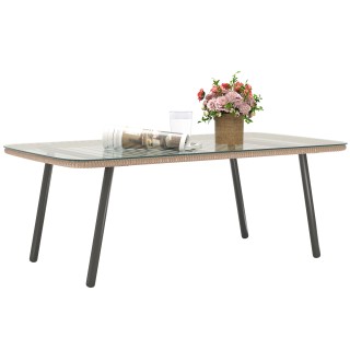 Outsunny Τραπέζι Κήπου από Ρατάν PE με Γυάλινη και Ατσάλινη Επιφάνε... Outsunny Τραπέζι Κήπου από Ρατάν PE με Γυάλινη και Ατσάλινη Επιφάνε...