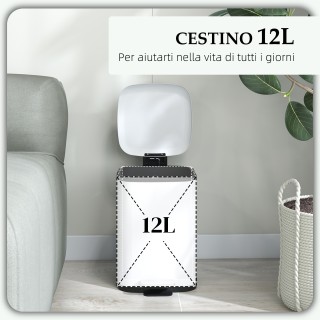 HOMCOM Κάδος Απορριμμάτων 12L με Πεντάλ και Αθόρυβο Κλείσιμο από Μέ... HOMCOM Κάδος Απορριμμάτων 12L με Πεντάλ και Αθόρυβο Κλείσιμο από Μέ...