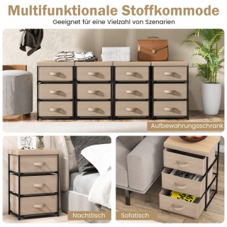 Costway  Κομοδίνο με υφασμάτινα συρτάρια και μεταλλικό σκελετό καφέ...