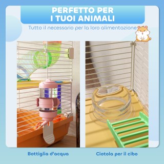 PawHut Κλουβί για Χάμστερ με 5 Επίπεδα, Σωλήνες, Τροχό, Σκάλες, Σπι...