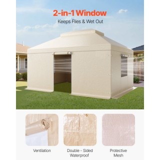 VEVOR Χειμερινό Κάλυμμα Γκαζέμπο με Πλευρικά Τοιχώματα & Παράθυρα L...