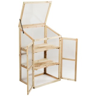 Costway  Μικρό Ξύλινο Θερμοκήπιο 3 Επιπέδων για Προστασία Λουλουδιώ...