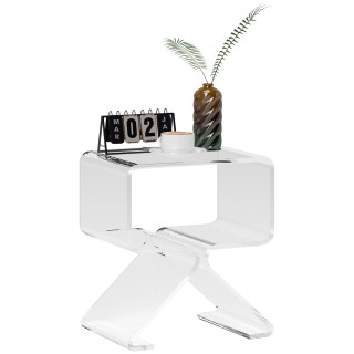 HOMCOM  Χαμηλό Γεωμετρικό Τραπέζι με 2 Επίπεδα από Ακρυλικό με Τριγ...