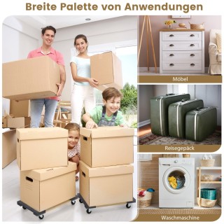 Costway  Τετράτροχο Καρότσι Μεταφοράς Επίπλων από Ακακία - Αντοχή έ...