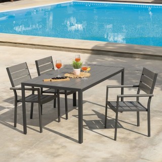 Galileo Εξωτερικό τραπέζι 160x90 cm με σανίδες ξύλου από γκρι αλουμ... Galileo Εξωτερικό τραπέζι 160x90 cm με σανίδες ξύλου από γκρι αλουμ...