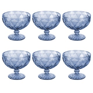 Galileo Σετ 6 κύπελλα παγωτού 400 ml με σκαλισμένη επιφάνεια μπλε E...