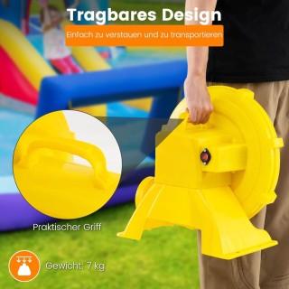 Costway Φορητός Ανεμιστήρας 750W με Λαβή και Σφήνες, Κίτρινο ES10568DE