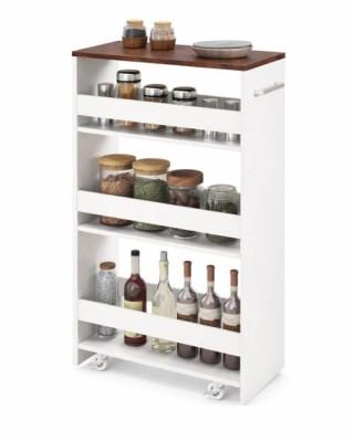 Costway 13 εκ. Λεπτό Καρότσι Κουζίνας με Σταθμό Φόρτισης, 4-επίπεδο...