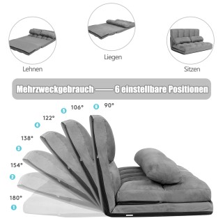 Costway Ρυθμιζόμενος Καναπές-Κρεβάτι με 2 Μαξιλάρια σε Γκρι Χρώμα H... Costway Ρυθμιζόμενος Καναπές-Κρεβάτι με 2 Μαξιλάρια σε Γκρι Χρώμα H...