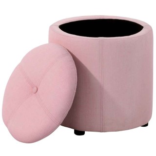 BAKAJI  Πουφ Αποθηκευτικός Σκαμπό Κασετίνα Υποπόδιο Ύφασμα Ροζ 40x3...