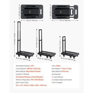 VEVOR Πτυσσόμενο Καρότσι Μεταφοράς 500 lbs για Μετακινήσεις BXSTHC6... VEVOR Πτυσσόμενο Καρότσι Μεταφοράς 500 lbs για Μετακινήσεις BXSTHC6...