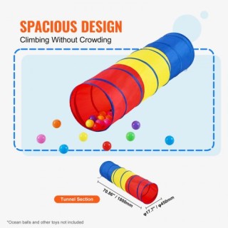 Παιδική Σήραγγα Παιχνιδιού VEVOR για Νήπια, Πολύχρωμη Αναδιπλούμενη...