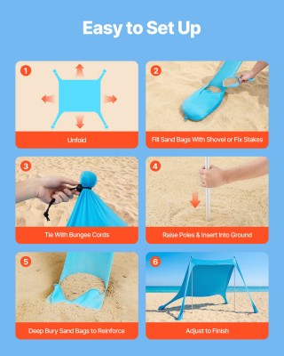 VEVOR Παραλία Σκηνή Σκιάς, Προστασία UPF50+, 2m Ύψος, 3.4 x 3.4m, Ε... VEVOR Παραλία Σκηνή Σκιάς, Προστασία UPF50+, 2m Ύψος, 3.4 x 3.4m, Ε...