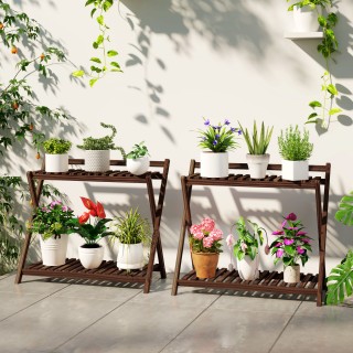 Outsunny Σετ 2 Βάσεις Φυτών με 2 Επίπεδα και Σχεδιασμό με Ξύλινες Σ... Outsunny Σετ 2 Βάσεις Φυτών με 2 Επίπεδα και Σχεδιασμό με Ξύλινες Σ...